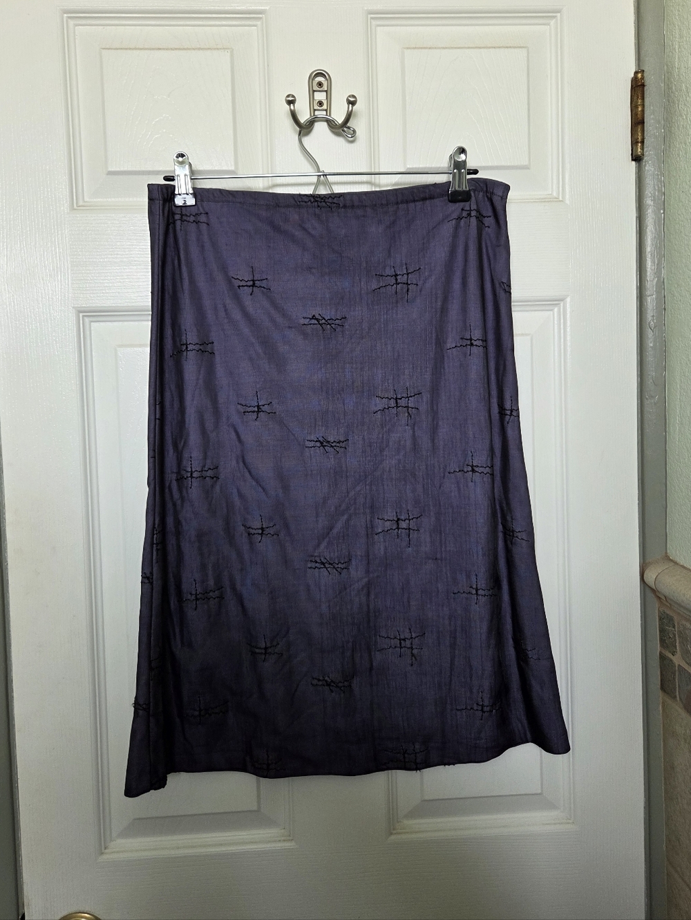 Cristina Effe Italia Purple Knee Length Embroidered Wool Blend Whimsigoth Skirt